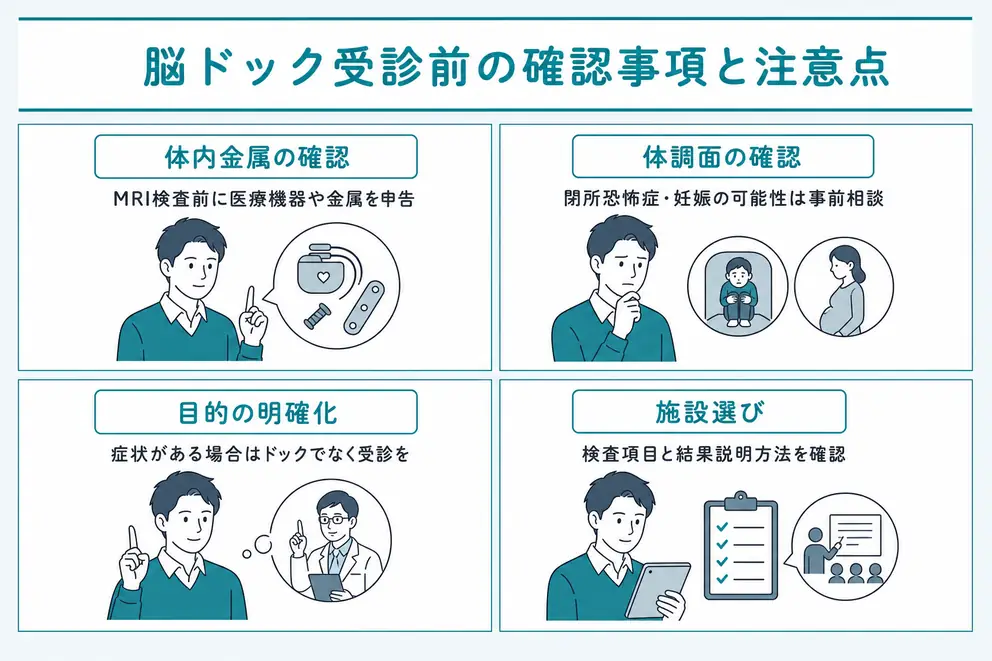 脳ドックを受ける前はMRIの安全確認と受診目的を確認する