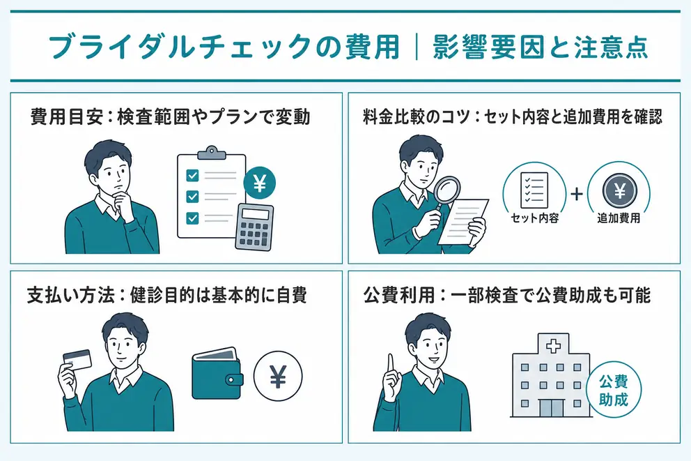 ブライダルチェックの費用は検査範囲で変わる