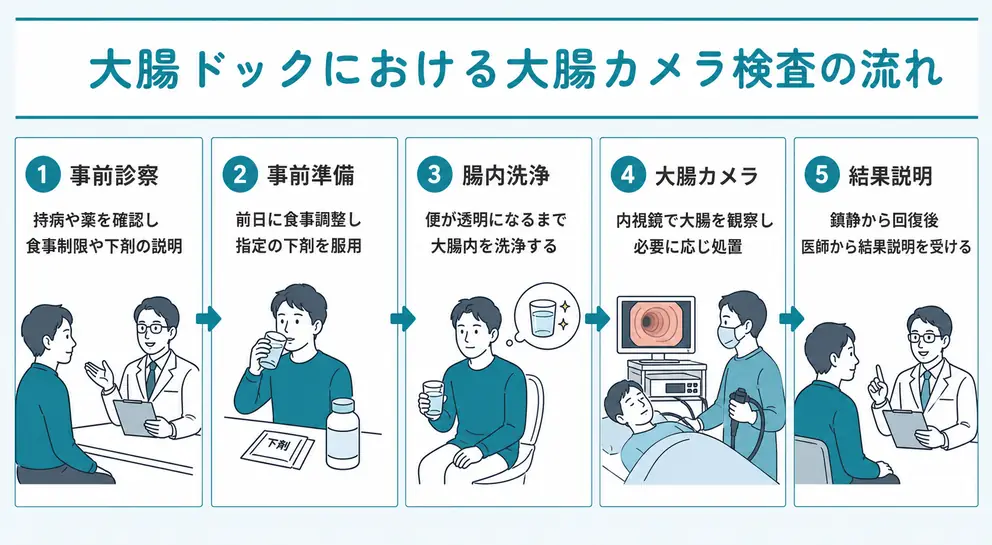 大腸カメラ検査の流れは事前診察から結果説明まで続く