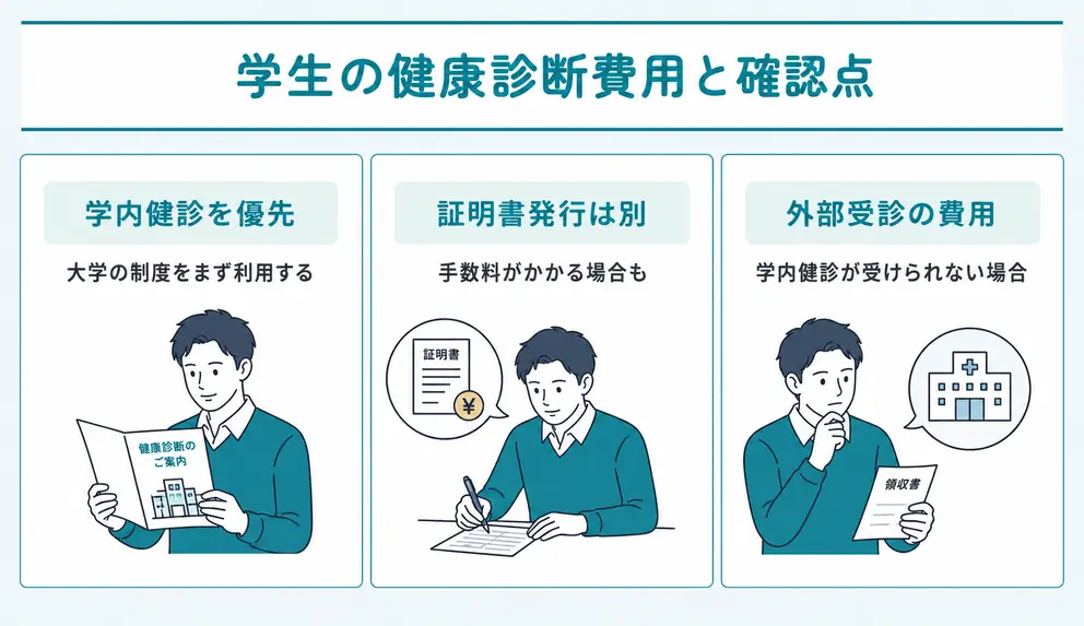 学生の健康診断費用は学内健診と証明書発行を分けて考える