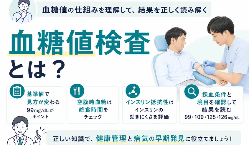 血糖値検査とは？基準値と空腹時血糖の正常値・インスリン抵抗性検査との違い