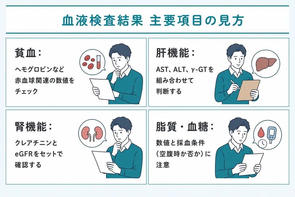 血液検査の主要な数値を早見表で確認する