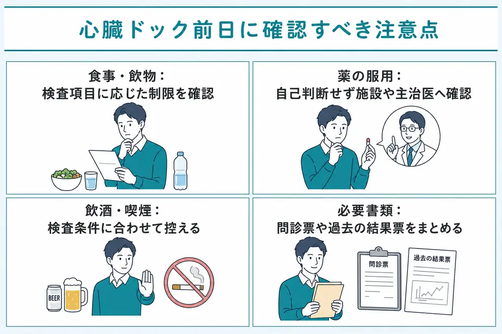 心臓ドック前日は食事と薬の指示を最優先で確認する