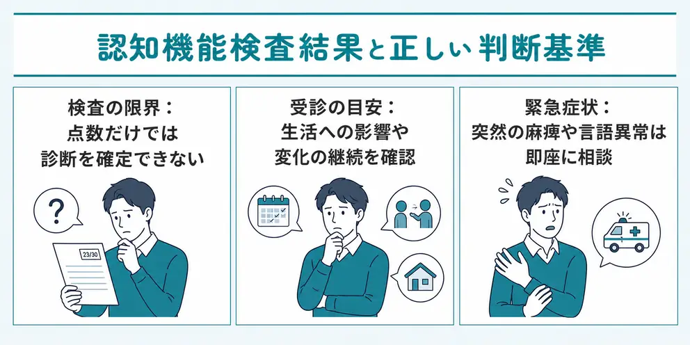 認知機能検査は点数だけで判断せず生活の変化と合わせて確認する