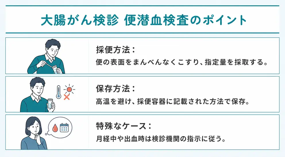 便潜血検査では採便方法と保存方法を守る