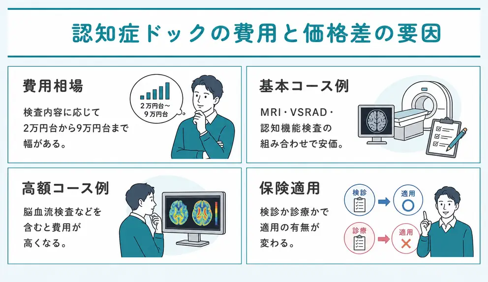 認知症ドックの費用は検査の組み合わせで2万円台から9万円台まで幅がある