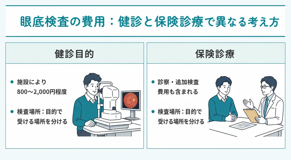 眼底検査の費用は健診と保険診療で考え方が異なる