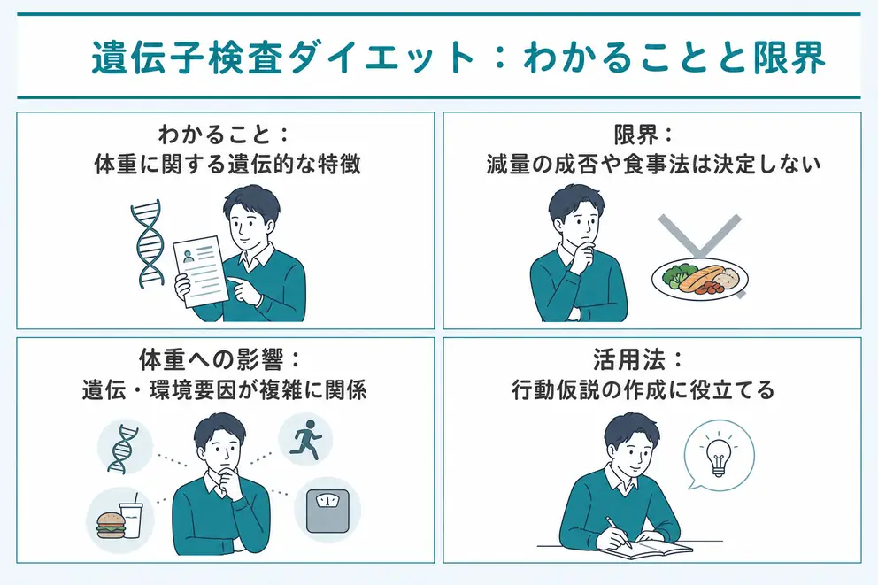 ダイエット向け遺伝子検査で分かるのは体質傾向で減量の成否ではない
