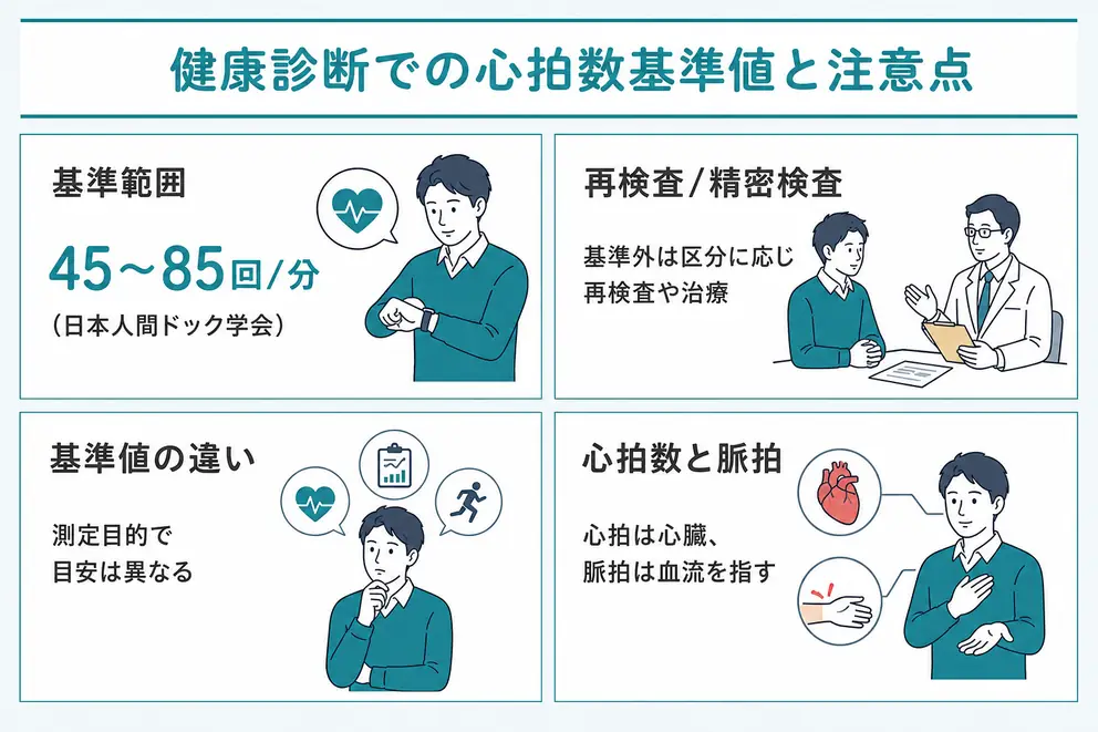 健康診断の心拍数は45～85回/分が基準範囲