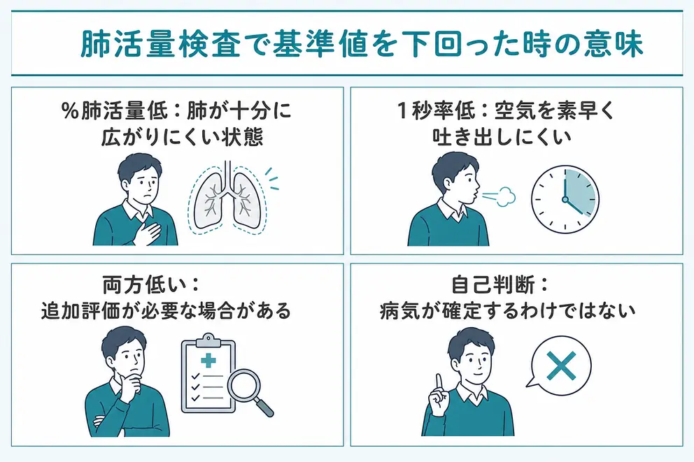 基準値を下回った場合は低下した指標によって意味が異なる