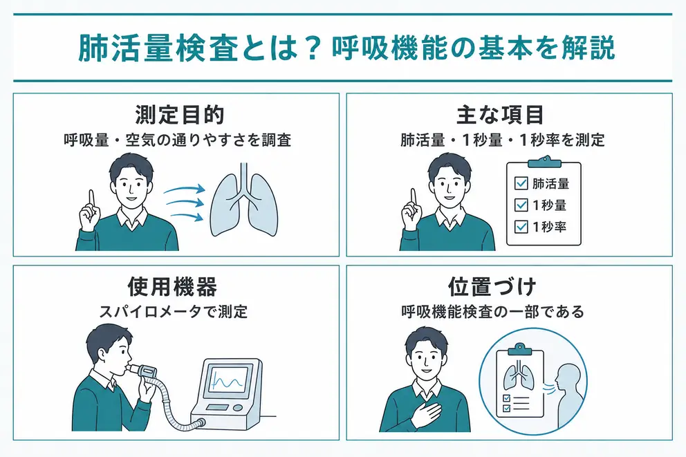肺活量検査とは呼吸の量と空気の通りやすさを調べる検査