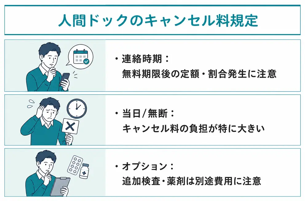 人間ドックのキャンセル料は施設と連絡時期で異なる
