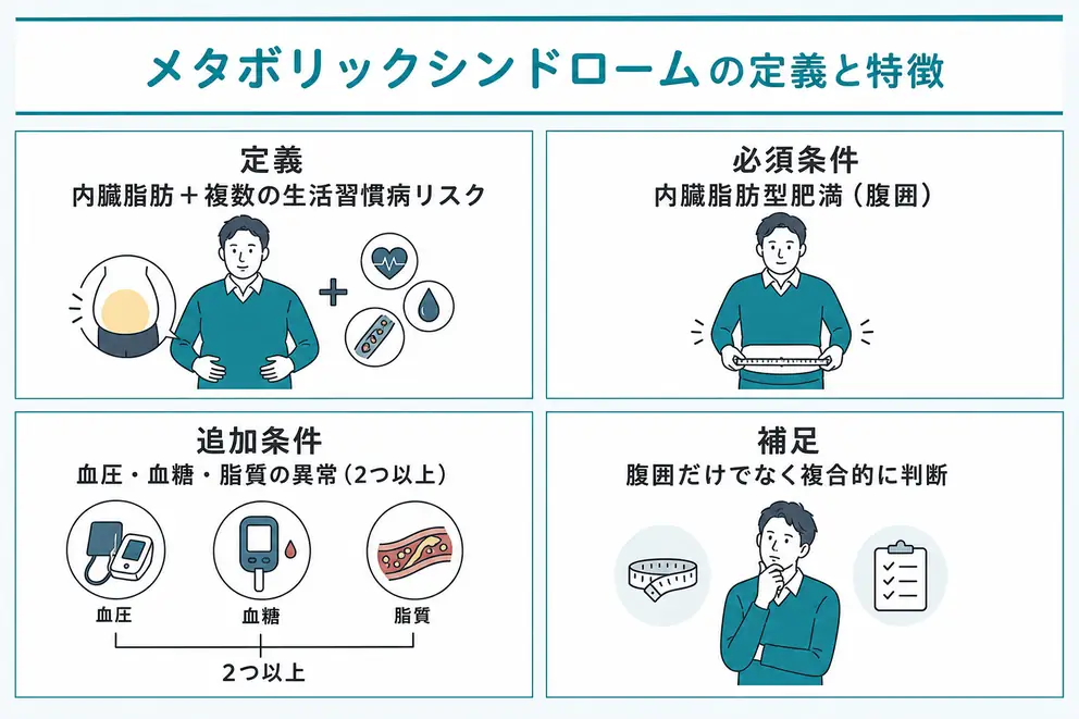 メタボリックシンドロームとは内臓脂肪に複数のリスクが重なった状態