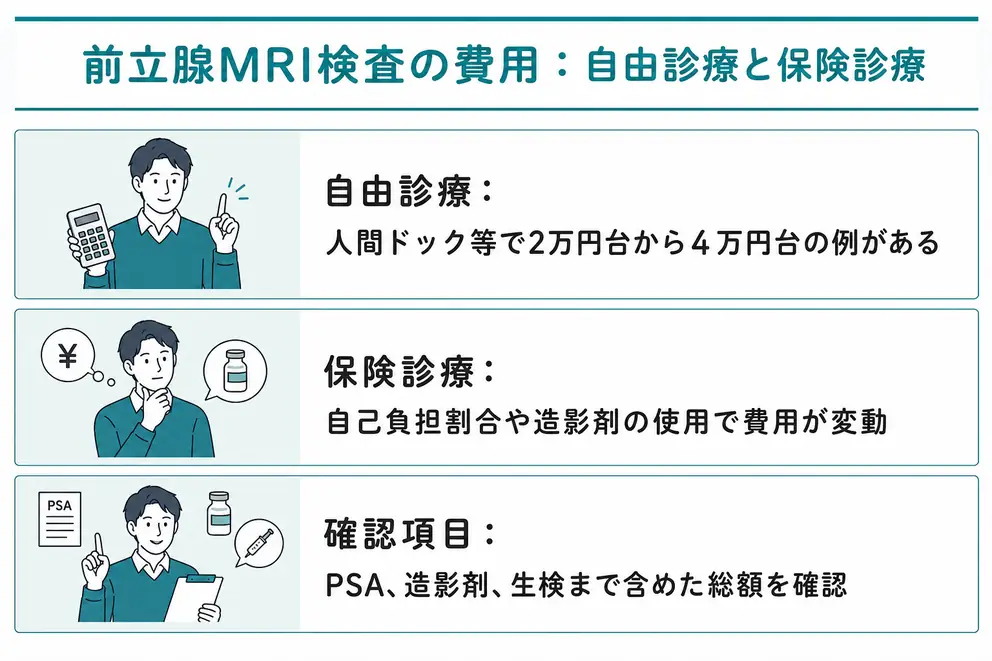 前立腺MRI検査の費用は自由診療と保険診療で異なる