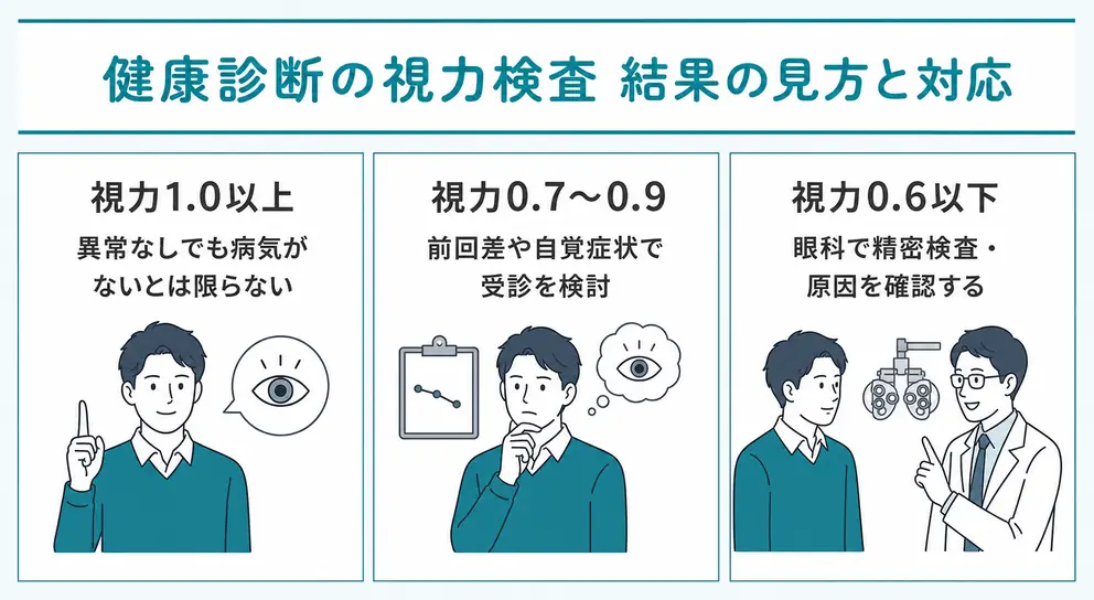 健康診断の視力検査結果は数値と前回からの変化を確認する