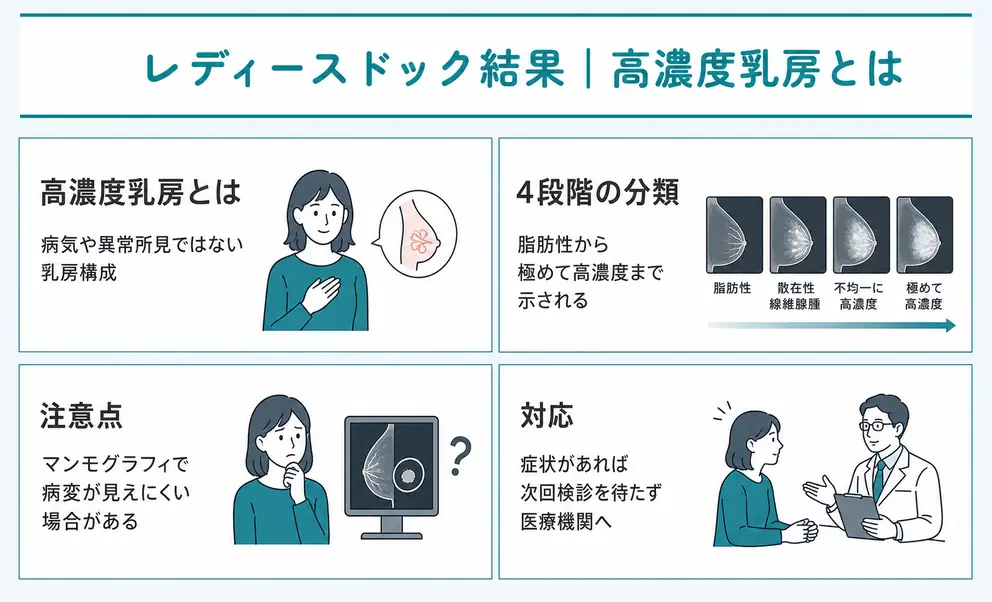 高濃度乳房の表記はマンモグラフィの要精密検査判定と分けて読む