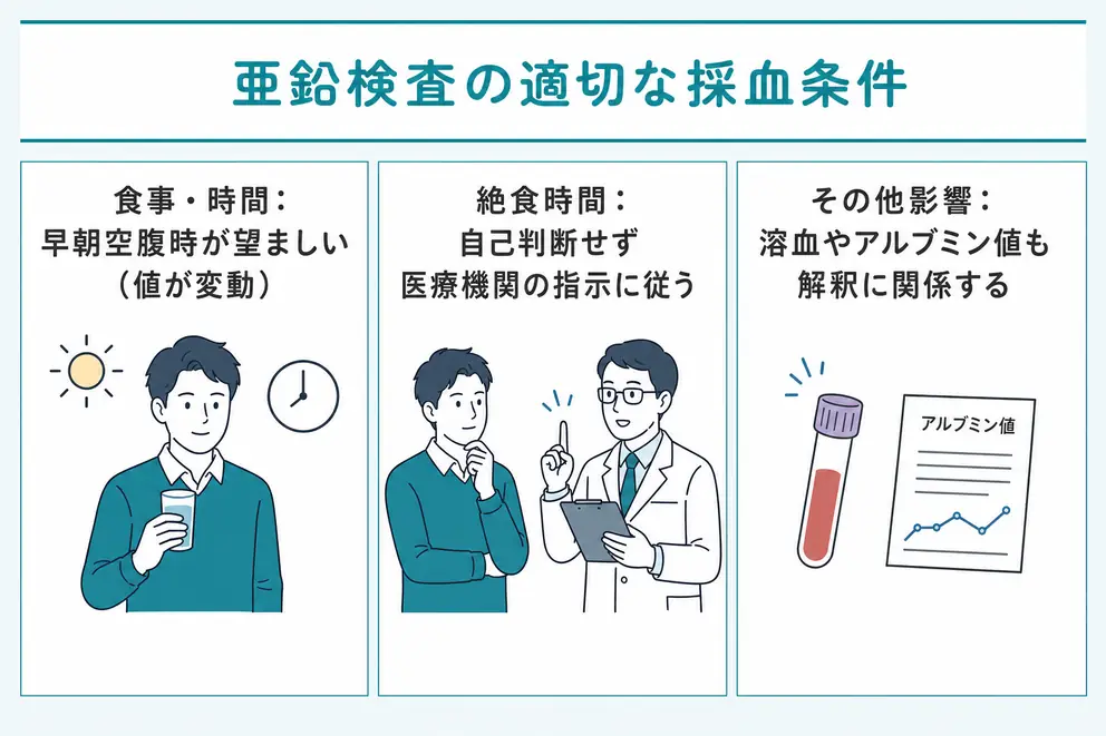 亜鉛検査は早朝空腹時の採血が望ましい